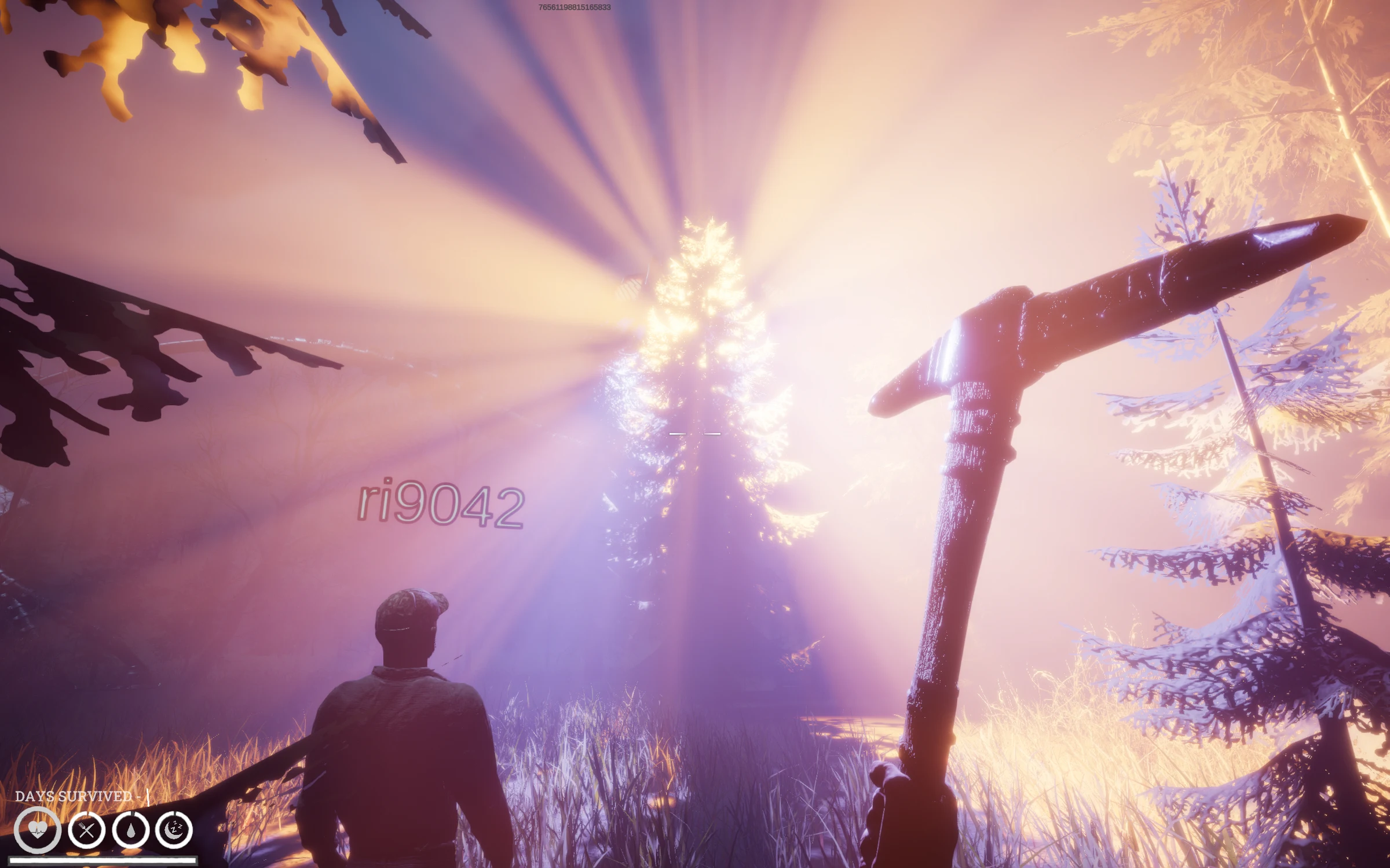 Two survivors encounter an alien machine in a forest.